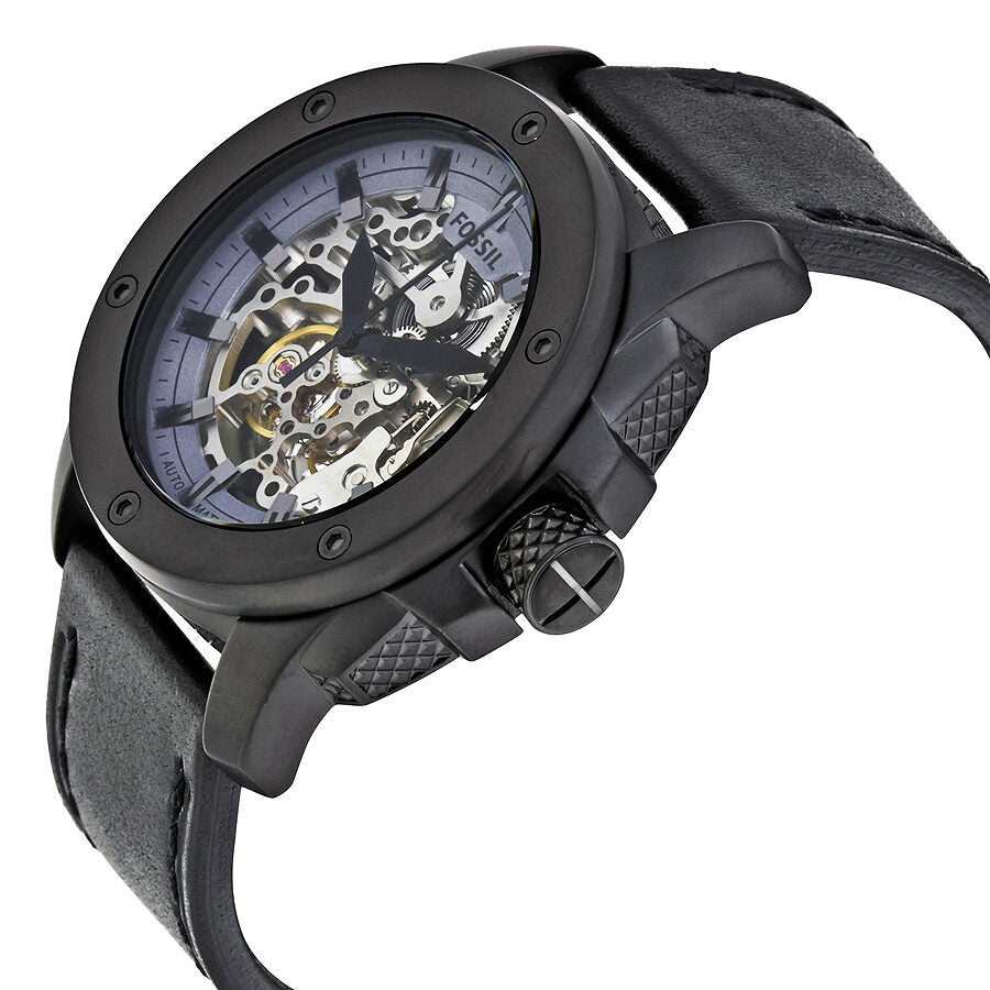 Fossil Modern Machine Automatic Skeleton Grey Dial Black Steel Strap Watch for Men - ME3134 Watches Fossil   