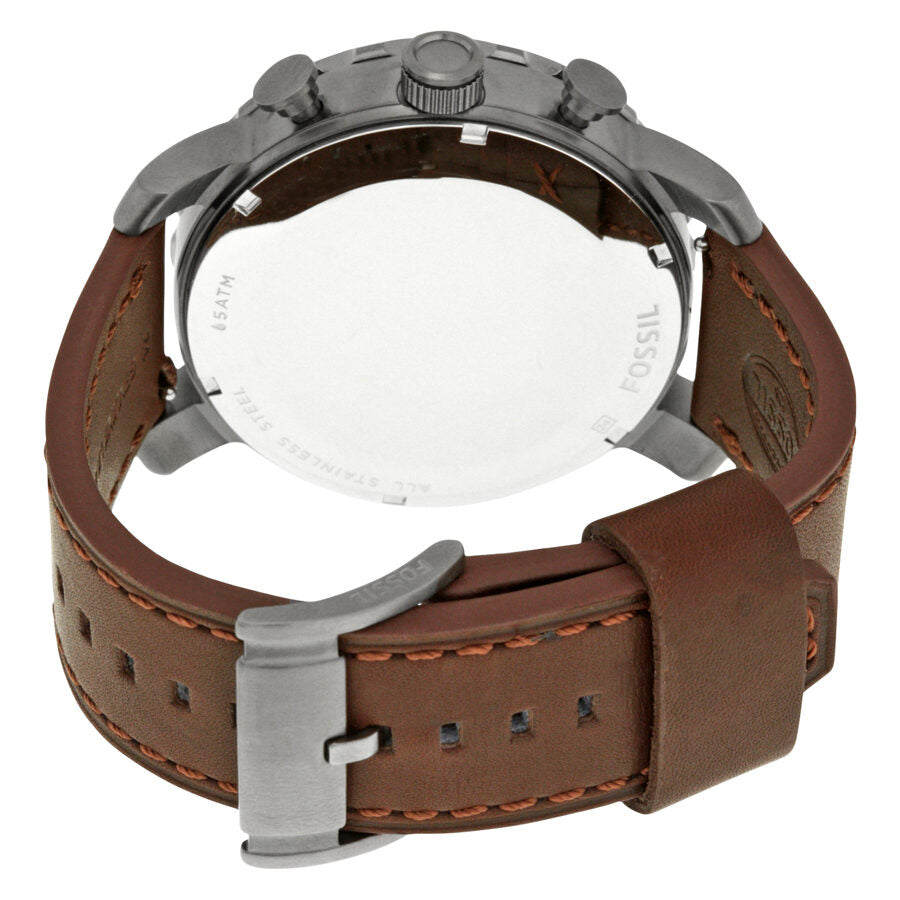 Fossil Nate Chronograph Grey Dial Brown Leather Strap Watch for Men - JR1424 Watches Fossil   