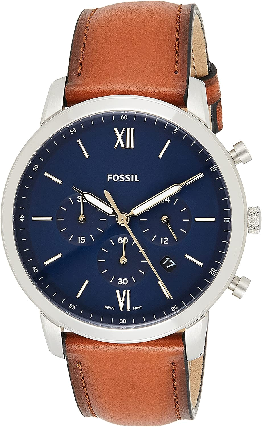 Fossil Neutra Chronograph Blue Dial Brown Leather Strap Watch for Men - FS5453 Watches Fossil   