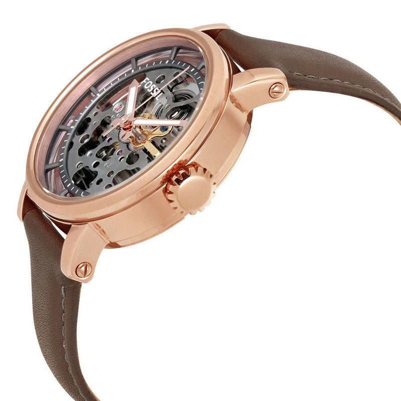 Fossil Boyfriend Automatic Skeleton Grey Dial Grey Leather Strap Watch for Women - ME3089 Watches Fossil   