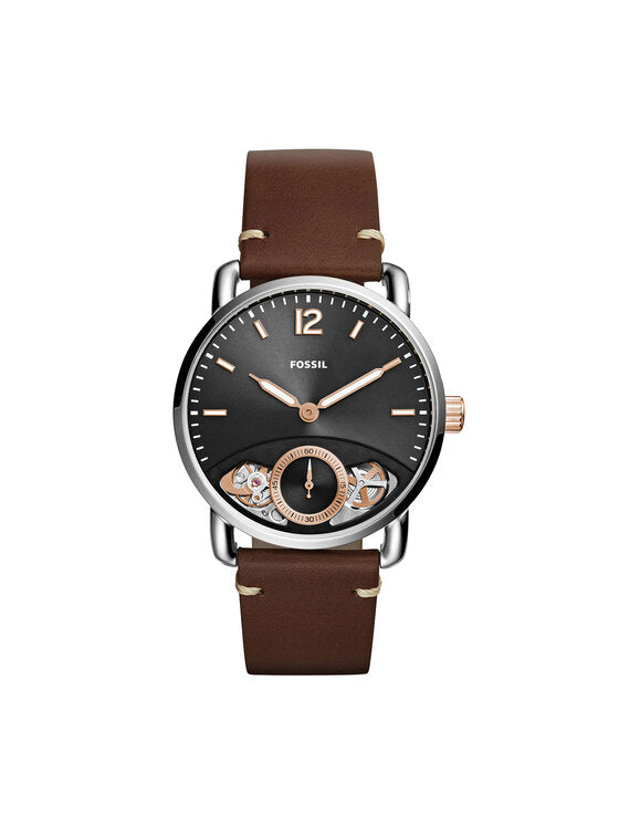 Fossil The Commuter Twist Black Dial Brown Leather Strap Watch for Men -  ME1165 Watches Fossil   