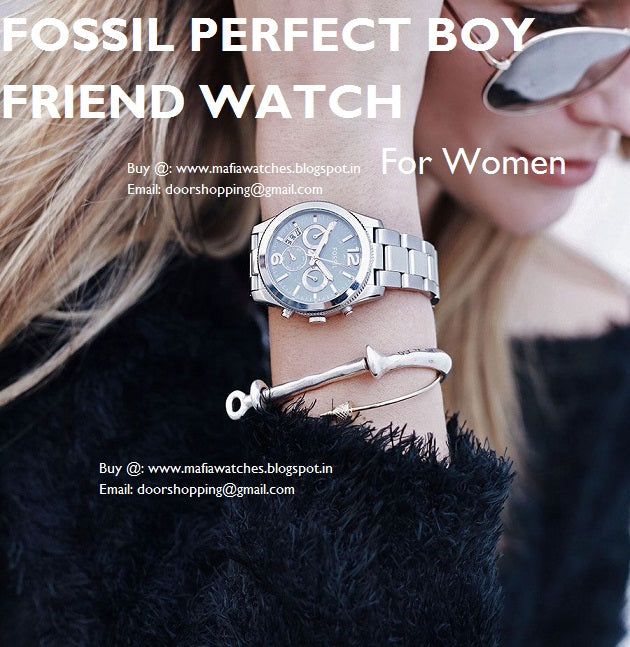 Fossil Perfect Boyfriend Blue Mother of Pearl Dial Silver Steel Strap Watch for Women - ES3880 Watches Fossil   