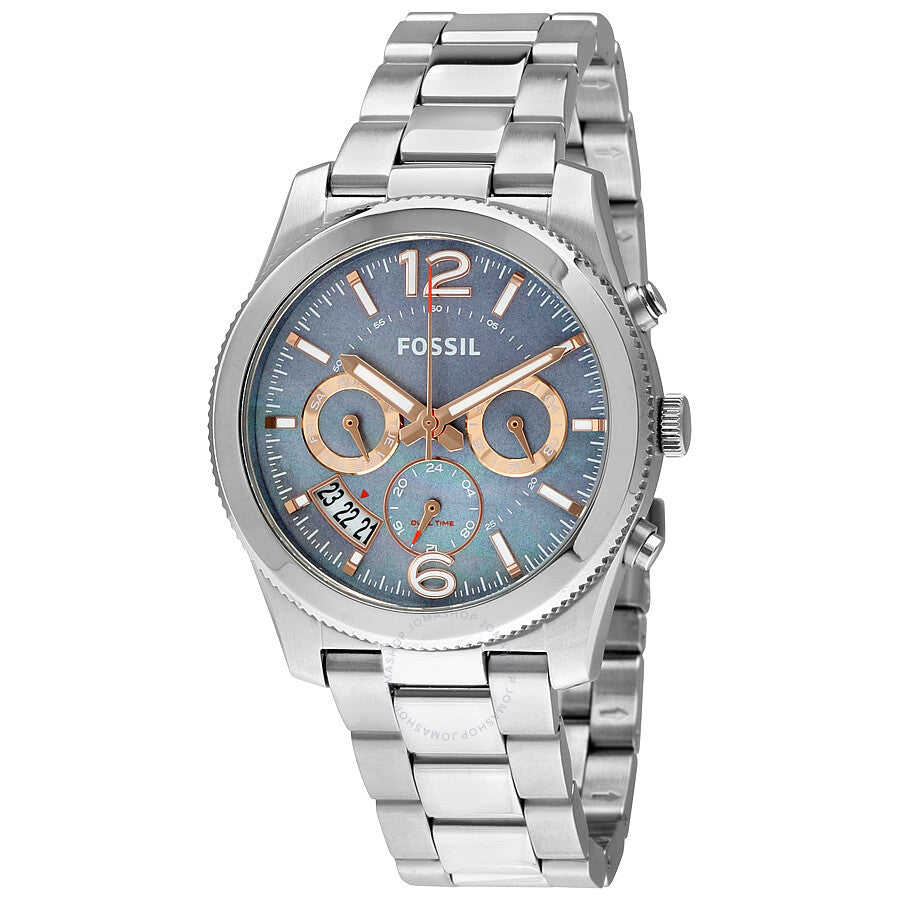 Fossil Perfect Boyfriend Blue Mother of Pearl Dial Silver Steel Strap Watch for Women - ES3880 Watches Fossil   