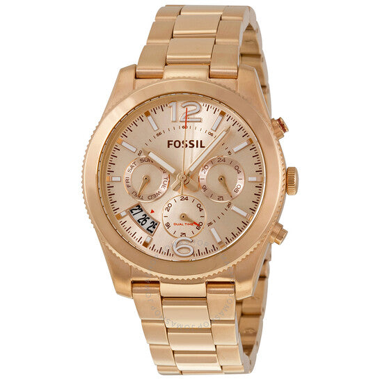 Fossil Boyfriend Multifunction Rose Gold Dial Rose Gold Steel Strap Watch for Women - ES3885 Watches Fossil   