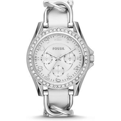 Fossil Riley Silver Dial Silver Steel Strap Watch for Women - ES3463 Watches Fossil   