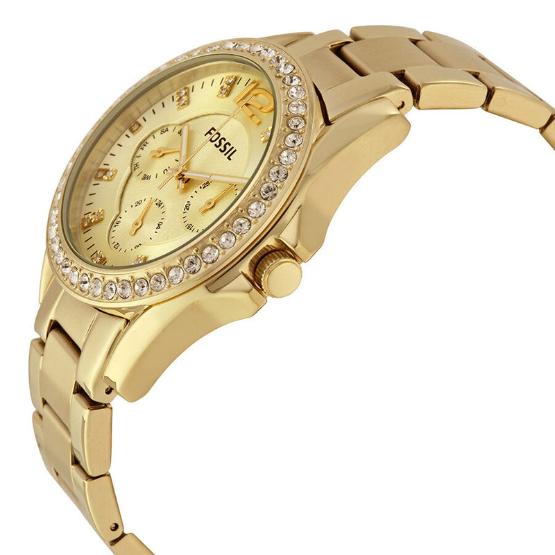 Fossil Riley Gold Dial Gold Steel Strap Watch for Women - ES3203 Watches Fossil   