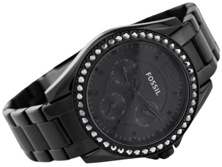 Fossil Riley Multifunction Black Dial Black Steel Strap Watch for Women - ES4519 Watches Fossil   