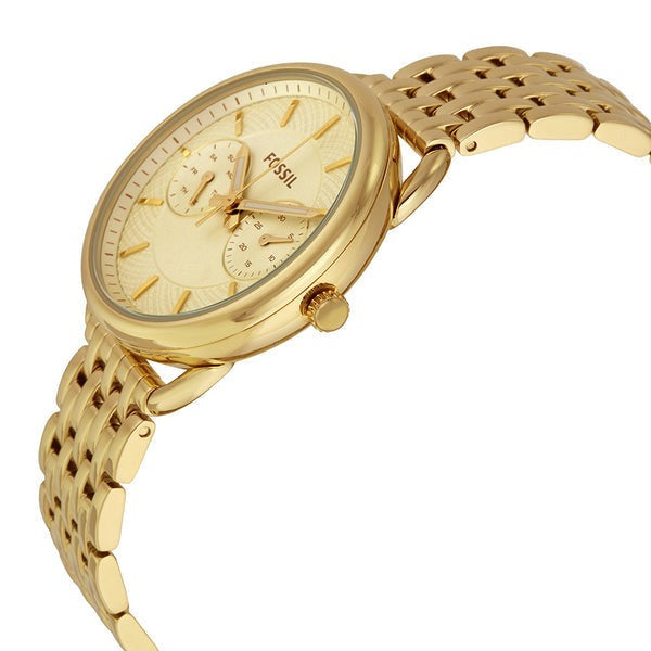 Fossil Boyfriend Chronograph Gold Dial Gold Steel Strap Watch for Women - ES2197 Watches Fossil   