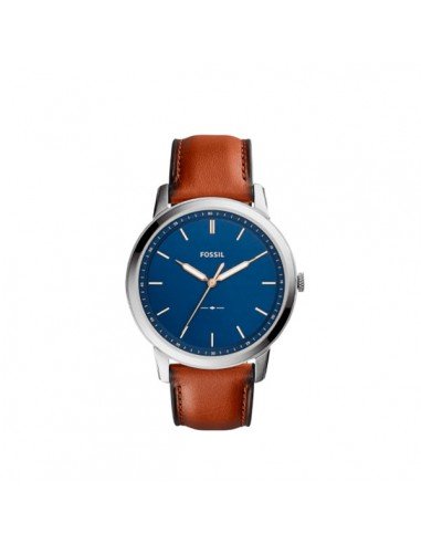 Fossil Minimalist Blue Dial Brown Leather Strap Watch for Men - FS5304 Watches Fossil   