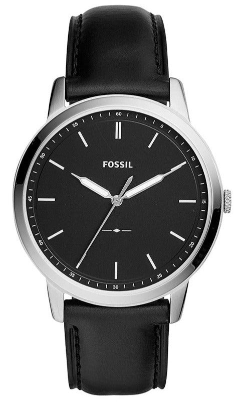 Fossil The Minimalist Three Hand Black Dial Black Leather Strap Watch for Men - FS5398 Watches Fossil   