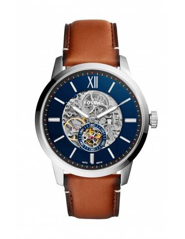 Fossil Townsman Automatic Skeleton Blue Dial Brown Leather Strap Watch for Men - ME3154 Watches Fossil   