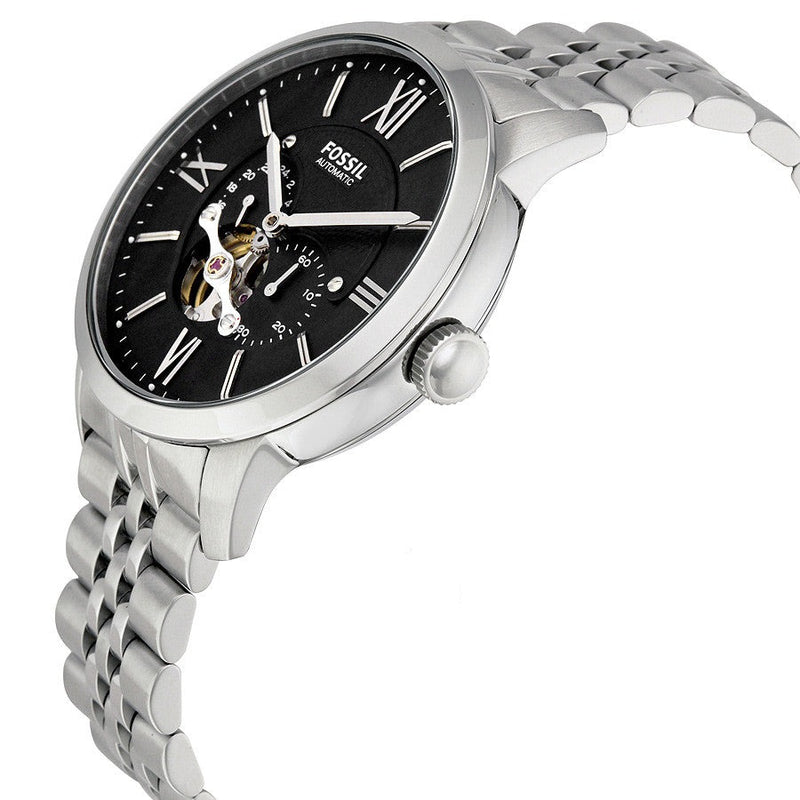 Fossil Townsman Black Dial Silver Steel Strap Watch for Men - ME3107 Watches Fossil   