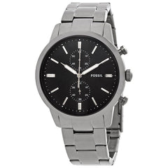 Fossil Townsman Chronograph Black Dial Silver Steel Strap Watch for Men - FS5349 Watches Fossil   