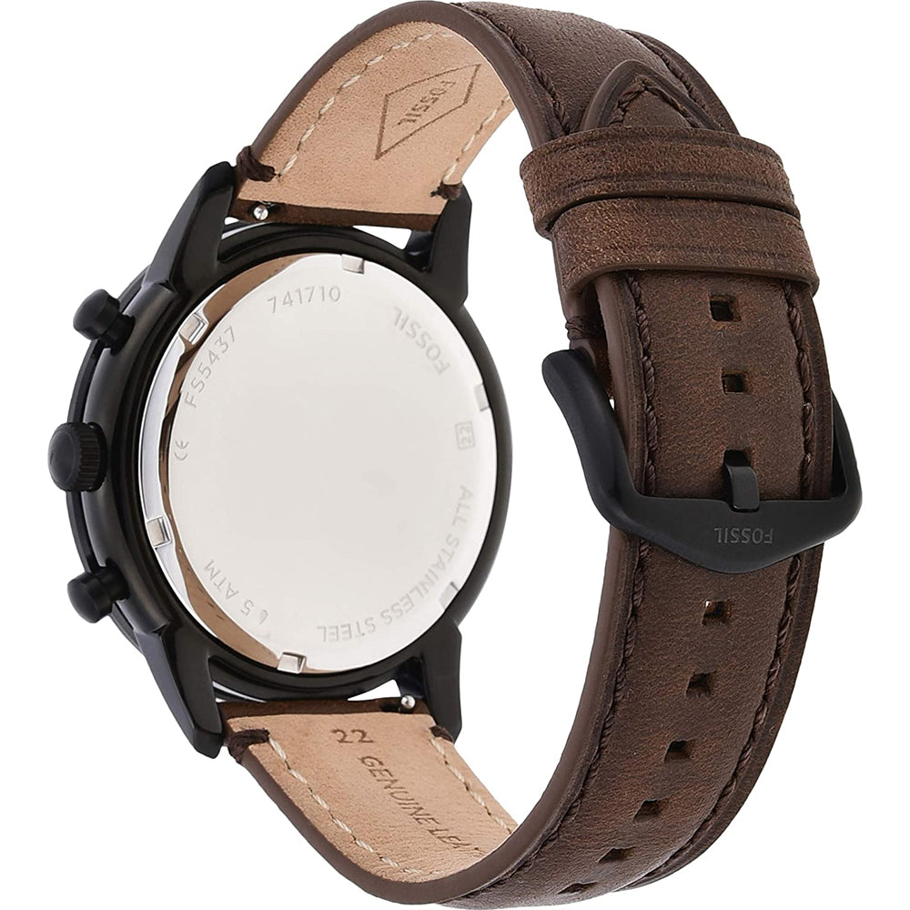 Fossil Townsman Chronograph Black Dial Brown Leather Strap Watch for Men - FS5437 Watches Fossil   