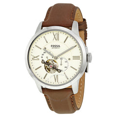 Fossil Townsman Automatic White Dial Brown Leather Strap Watch for Men - ME3064 Watches Fossil   