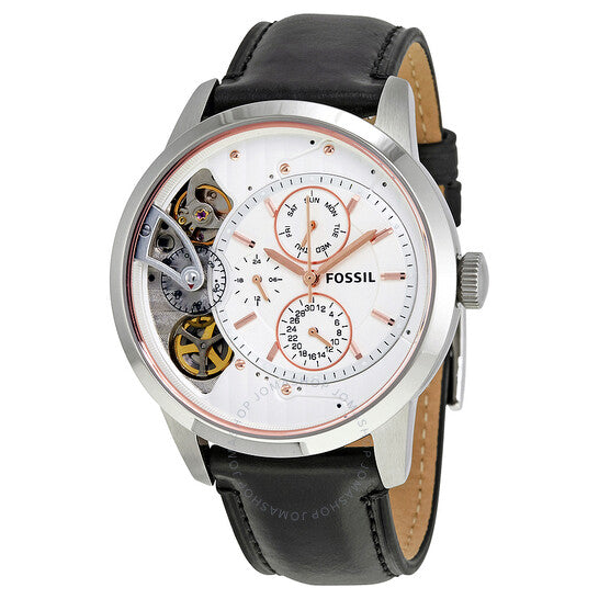 Fossil Townsman Twist Multifunction White Dial Black Leather Strap Watch for Men - ME1164 Watches Fossil   