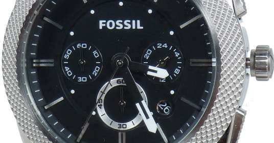 Fossil Machine Chronograph Black Dial Silver Steel Strap Watch for Men - FS4776 Watches Fossil   