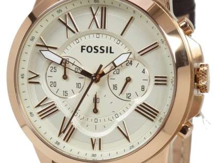 Fossil Grant Chronograph White Dial Brown Leather Strap Watch for Men - FS4991 Watches Fossil   