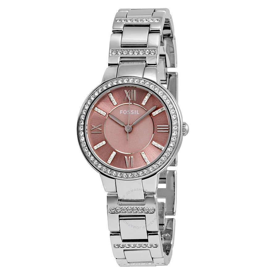 Fossil Virginia Pink Dial Silver Steel Strap Watch for Women - ES3504 Watches Fossil   