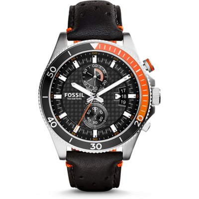 Fossil Wakefield Chronograph Black Dial Black Leather Strap Watch for Men - CH2953 Watches Fossil   