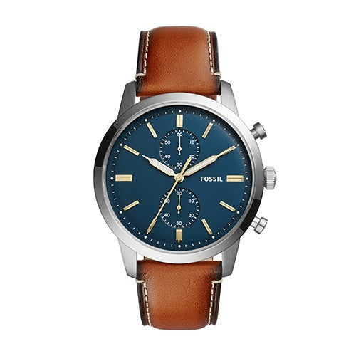 Fossil Townsman Chronograph Blue Dial Brown Leather Strap Watch for Men - FS5279 Watches Fossil   