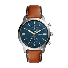 Fossil Townsman Chronograph Blue Dial Brown Leather Strap Watch for Men - FS5279 Watches Fossil   