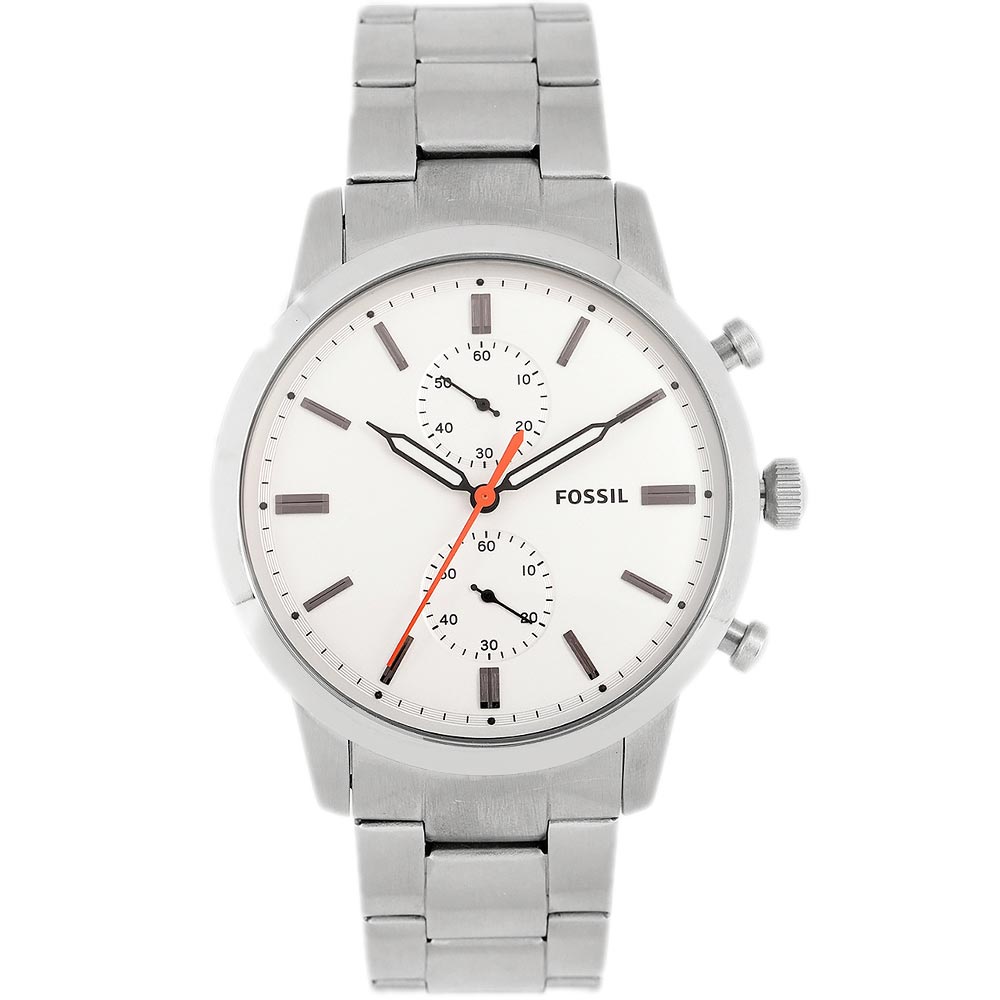 Fossil Townsman White Dial Silver Steel Strap Watch for Men - FS5346 Watches Fossil   