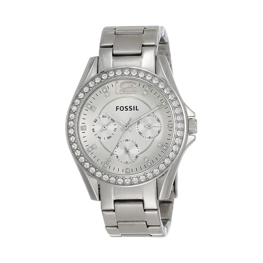 Fossil Riley Multifunction Silver Dial Silver Steel Strap Watch for Women - ES3202 Watches Fossil   