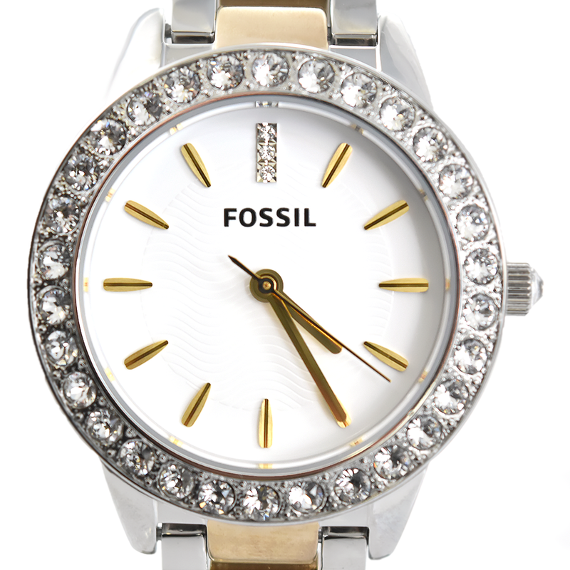 Fossil Jesse White Dial Two Tone Steel Strap Watch for Women - ES2409 Watches Fossil   