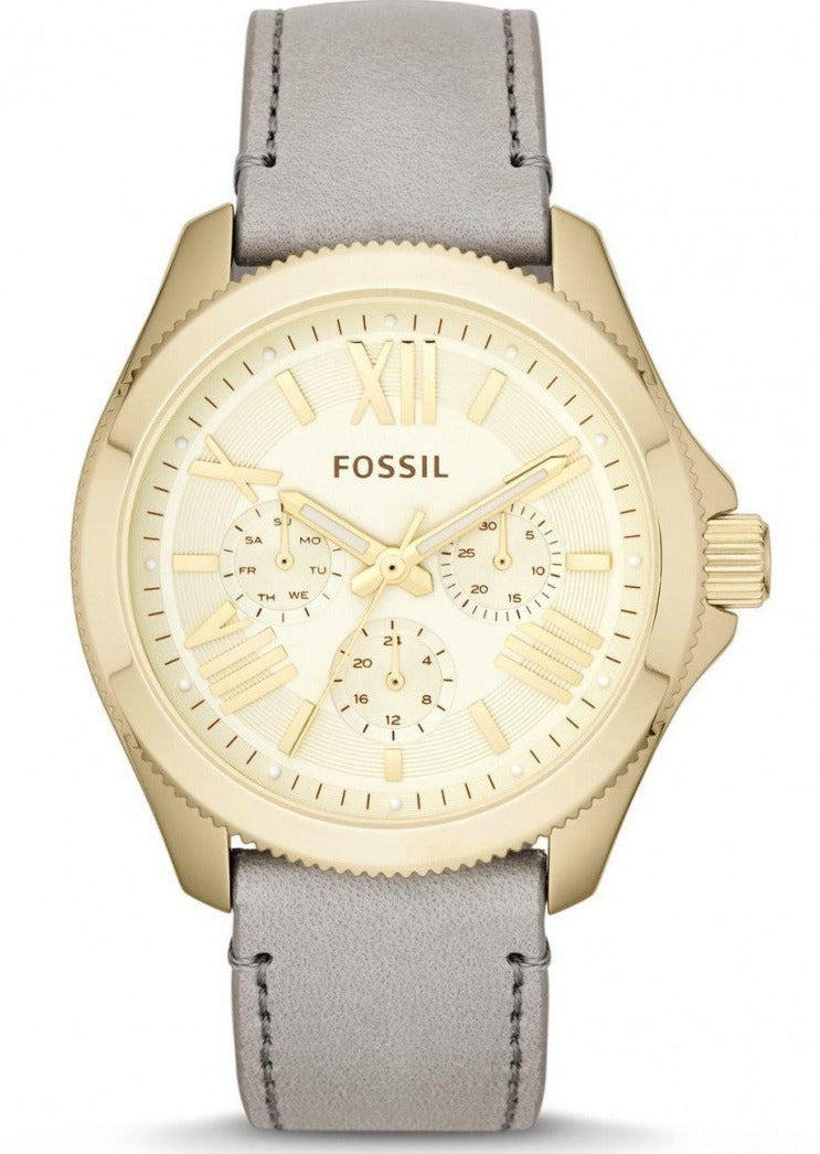 Fossil Cecile Champagne Dial Grey Leather Strap Watch for Women - AM4529 Watches Fossil   