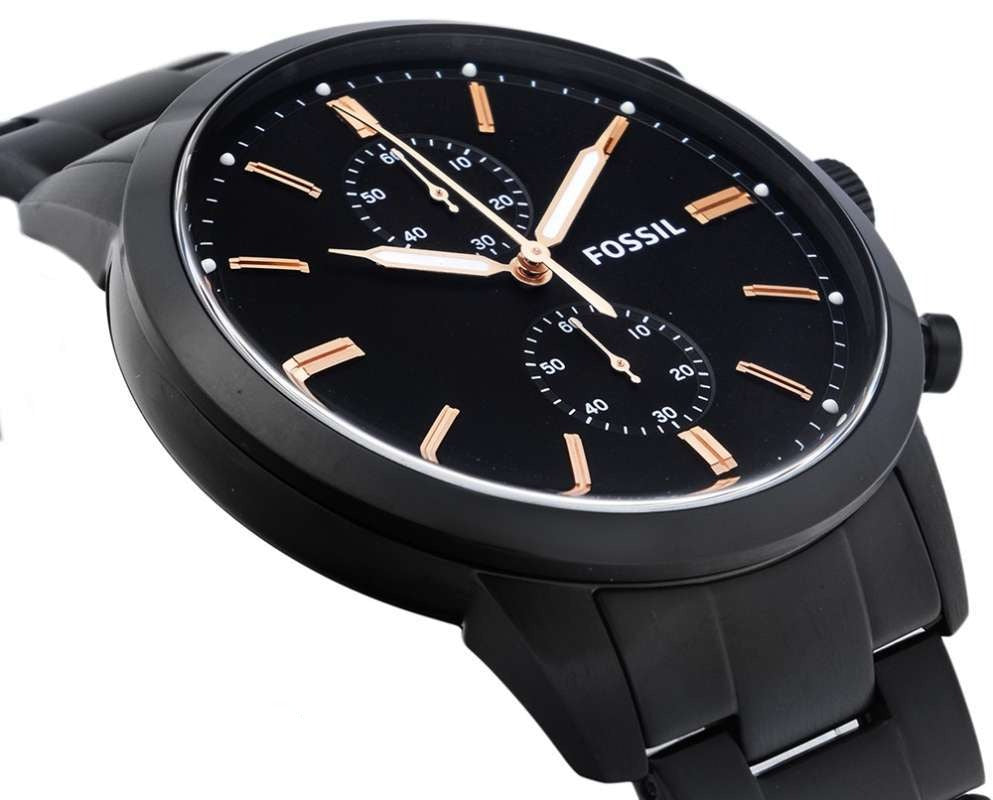 Fossil Townsman Chronograph Black Dial Black Steel Strap Watch for Men - FS5379 Watches Fossil   