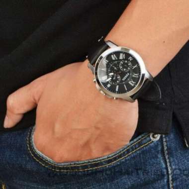 Fossil Grant Chronograph Black Dial Black Leather Strap Watch for Men - FS4812 Watches Fossil   