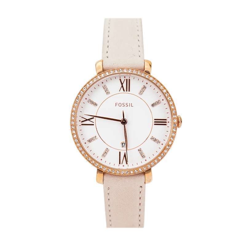 Fossil Jacqueline White Dial Pink Leather Strap Watch for Women - ES4303 Watches Fossil   