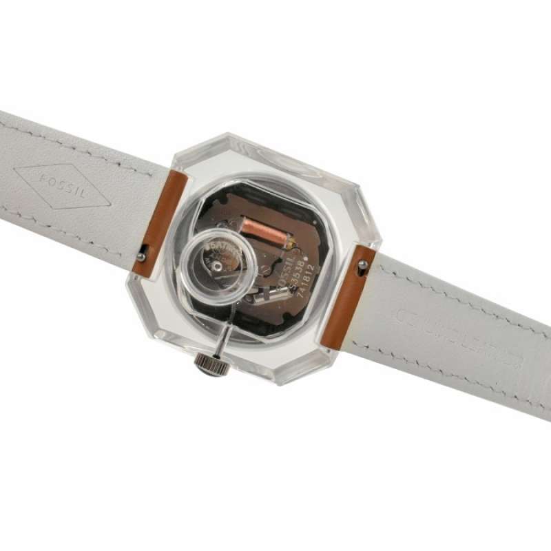 Fossil Candy White Dial Brown Leather Strap Watch for Women - ES3538 Watches Fossil   