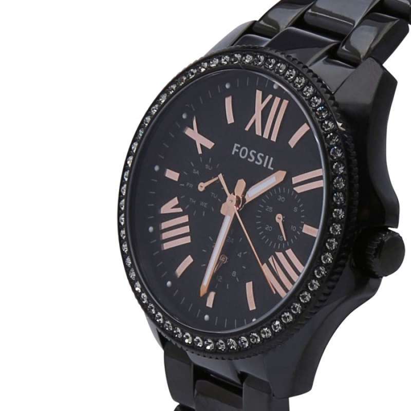 Fossil Cecile Multi Function Black Dial with Crystals Black Steel Strap Watch for Women - AM4522 Watches Fossil   