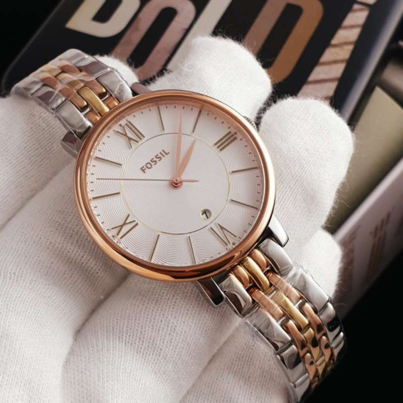 Fossil Jacqueline White Dial Two Tone Steel Strap Watch for Women - ES3844 Watches Fossil   