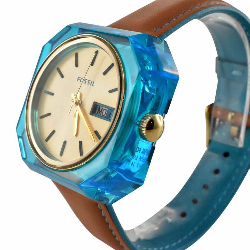 Fossil Candy White Dial Brown Leather Strap Watch for Men - ES3536 Watches Fossil   