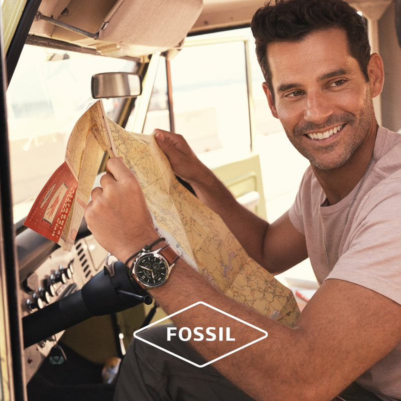 Fossil Forrester Chronograph Blue Dial Brown Leather Strap Watch for Men -  S5607 Watches Fossil   