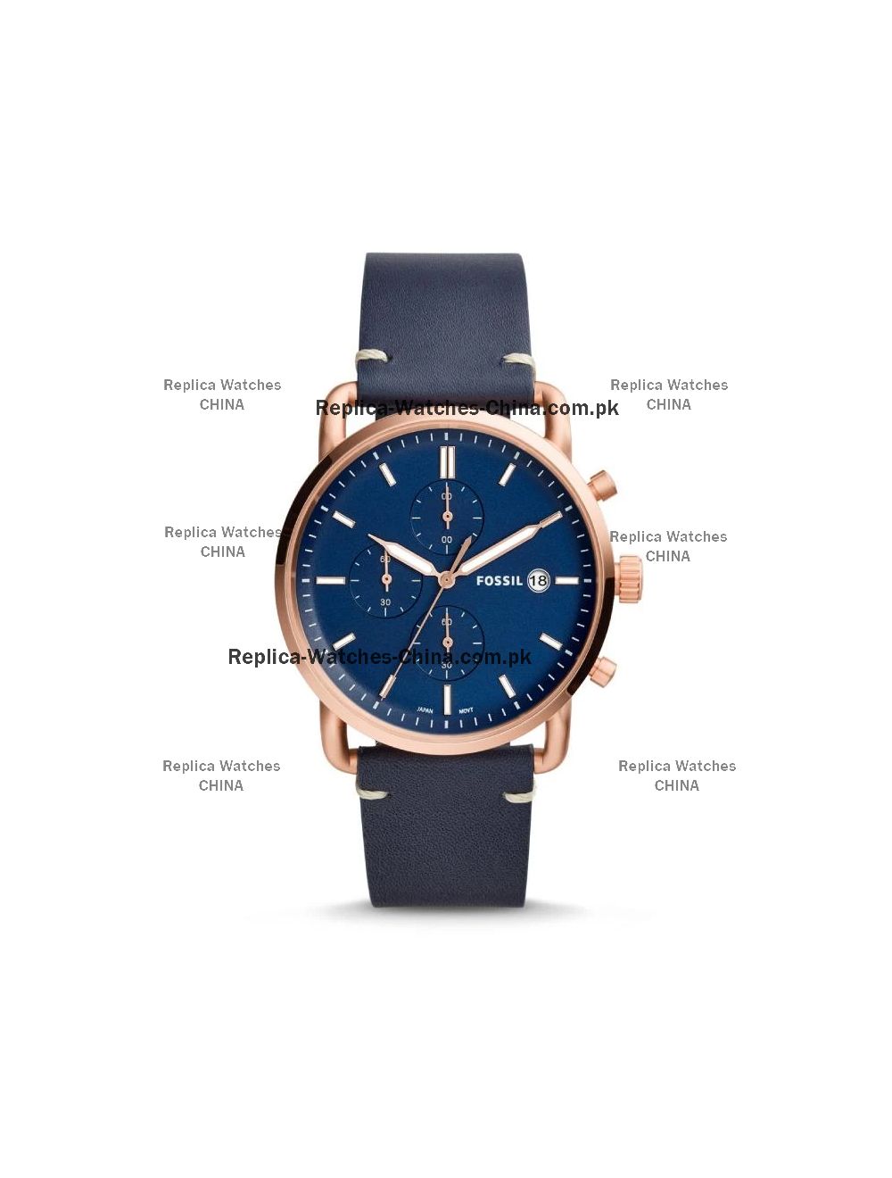 Fossil The Commuter Blue Dial Blue Leather Strap Watch for Men - FS5404 Watches Fossil   