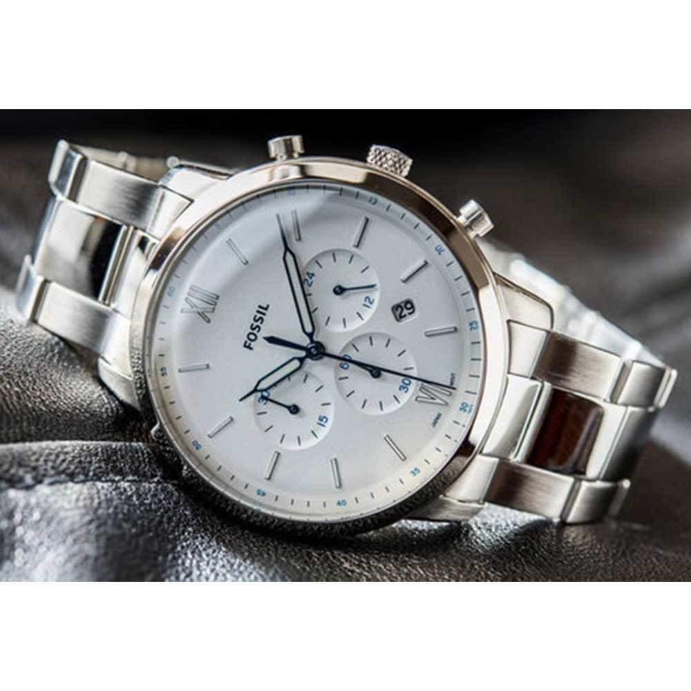 Fossil Neutra Chronograph White Dial Silver Steel Strap Watch for Men - FS5433 Watches Fossil   