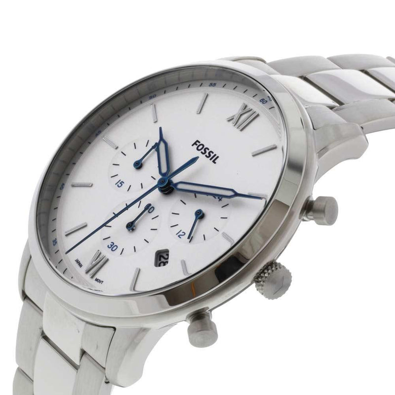 Fossil Neutra Chronograph White Dial Silver Steel Strap Watch for Men - FS5433 Watches Fossil   