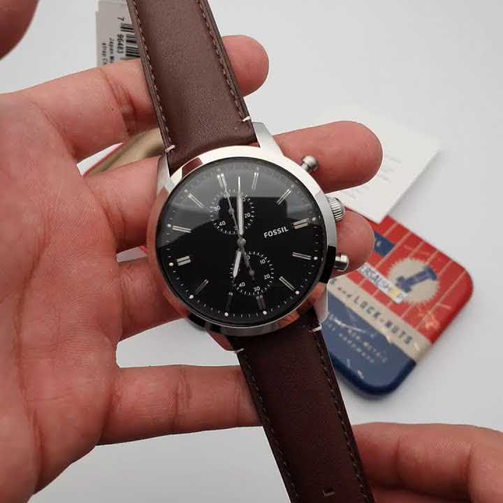 Fossil Townsman Chronograph Black Dial Brown Leather Strap Watch for Men  - FS5280 Watches Fossil   