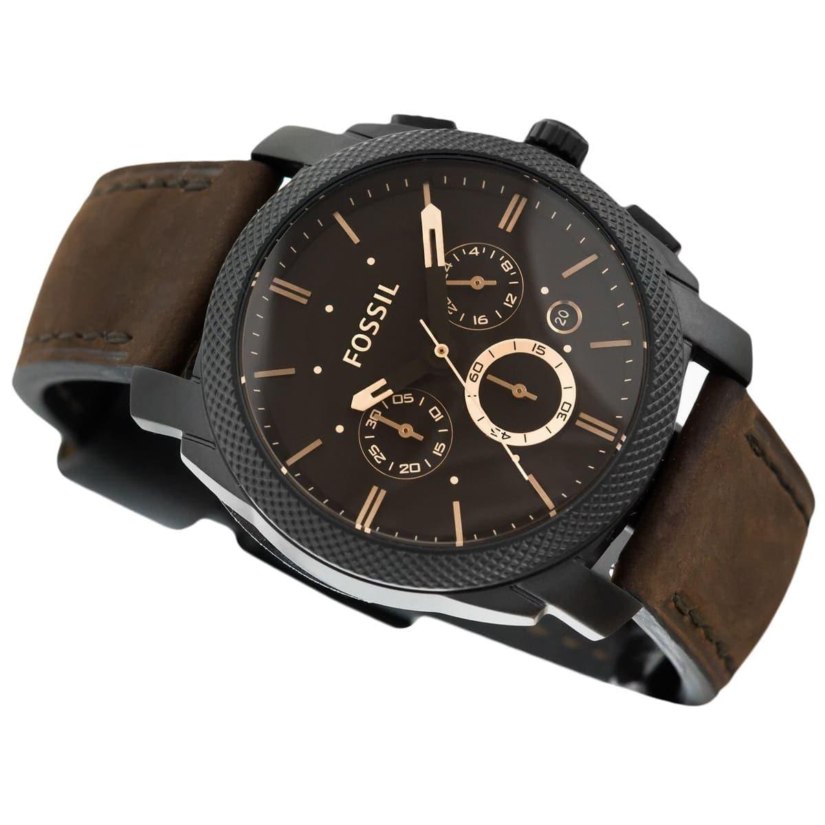 Fossil Machine Flight Chronograph Brown Dial Brown Leather Strap Watch for Men - FS4656 Watches Fossil   