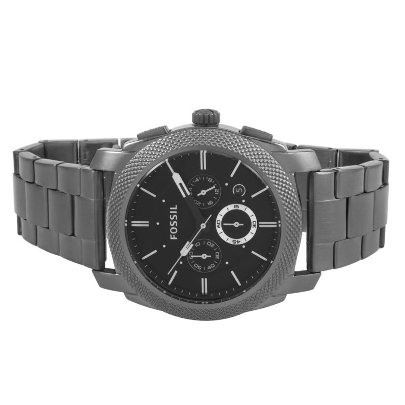 Fossil Machine Chronograph Black Dial Black Steel Strap Watch for Men - FS4662 Watches Fossil   