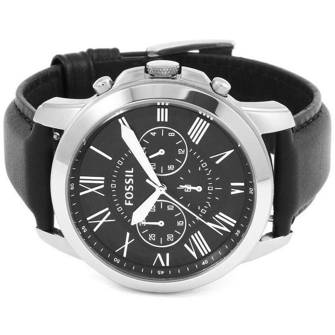 Fossil Grant Chronograph Black Dial Black Leather Strap Watch for Men - FS4812 Watches Fossil   