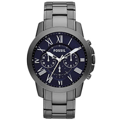 Fossil Grant Chronograph Blue Dial Grey Steel Strap Watch for Men - FS4831 Watches Fossil   