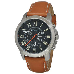 Fossil Grant Chronograph Green Dial Brown Leather Strap Watch for Men - FS4918 Watches Fossil   