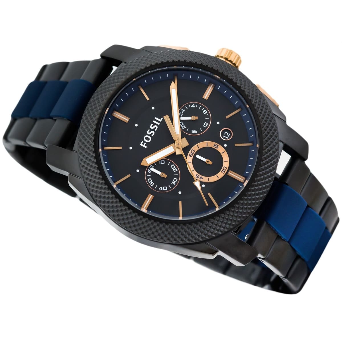 Fossil Machine Chronograph Black Dial Two Tone Steel Strap Watch for Men - FS5164 Watches Fossil   