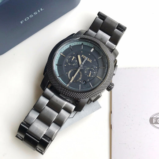 Fossil Machine Chronograph Grey Dial Grey Steel Strap Watch for Men - FS5172 Watches Fossil   