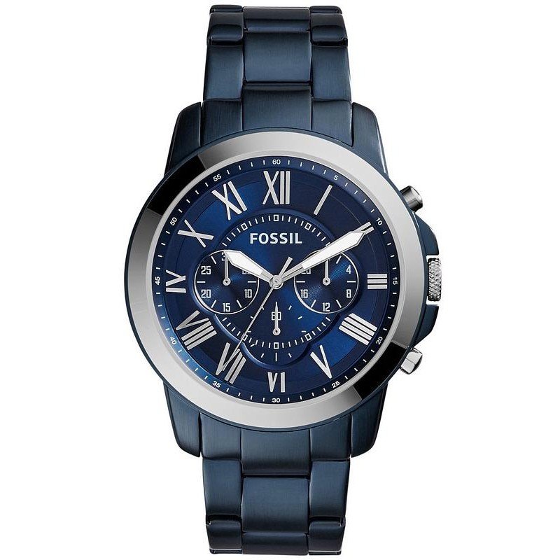 Fossil Grant Chronograph Blue Dial Blue Steel Strap Watch for Men - FS5230 Watches Fossil   